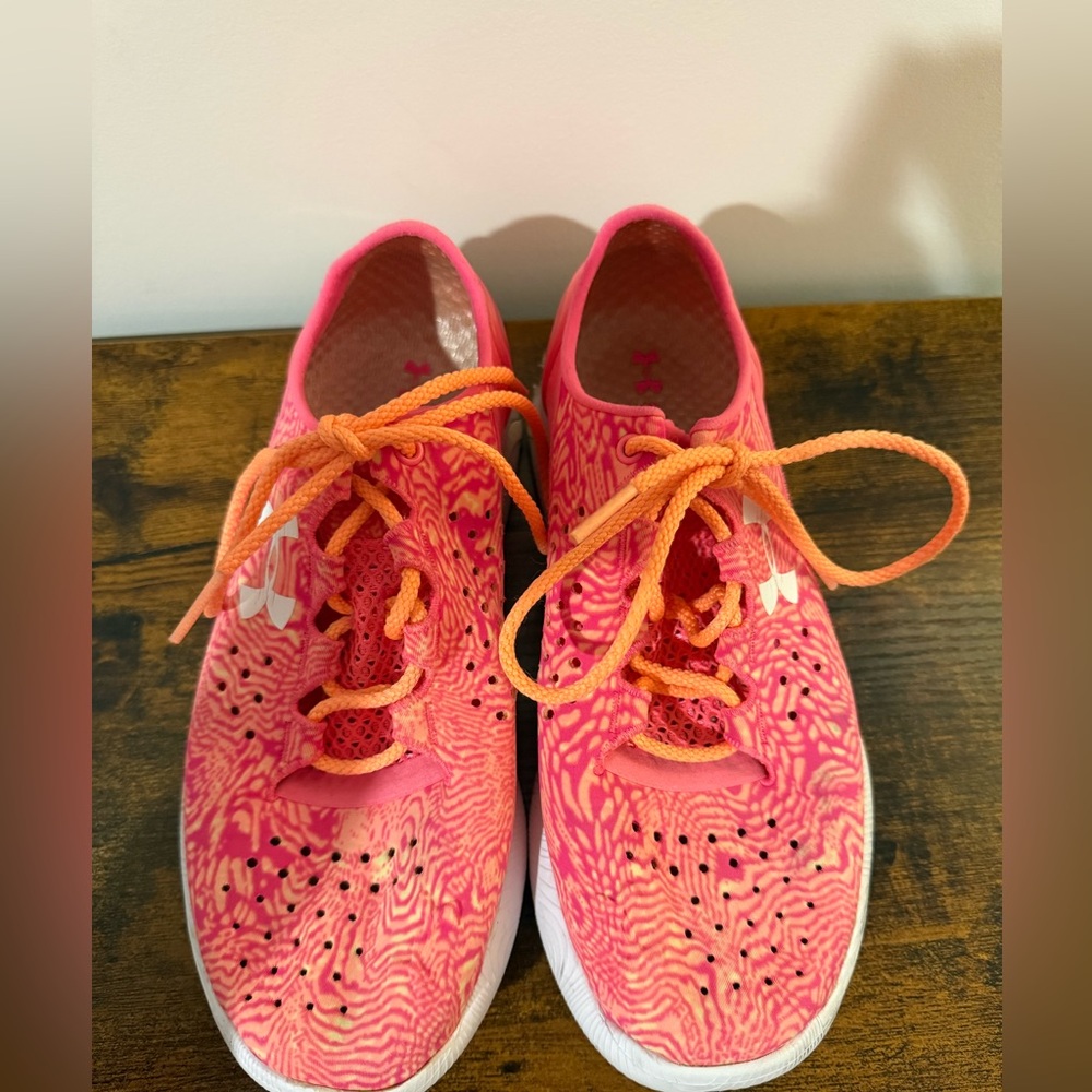 Under Armour SpeedForm Apollo running shoes in a pink and orange colorway